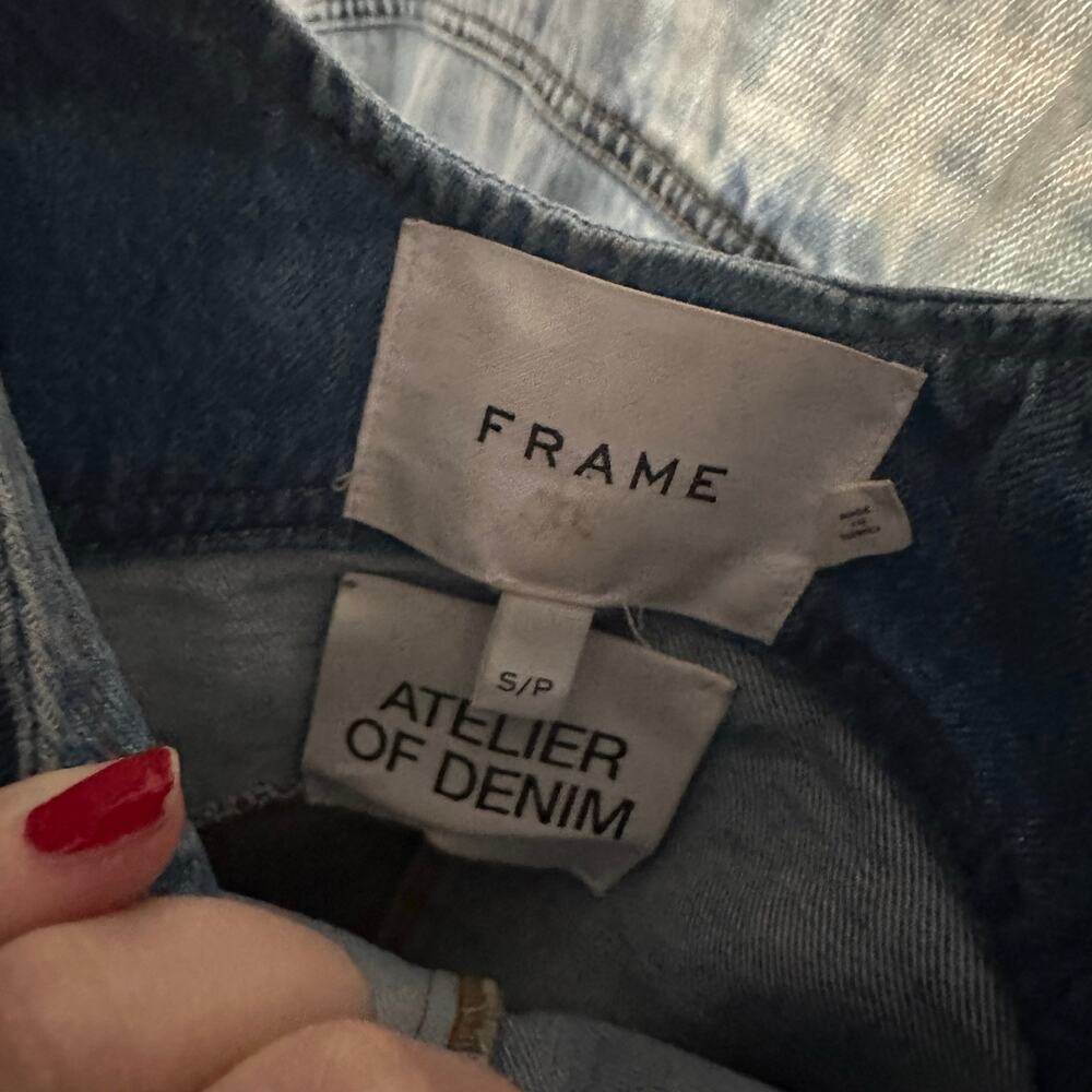 Frame Atelier Micro Flare Patchwork Denim Mini Dr… - image 4